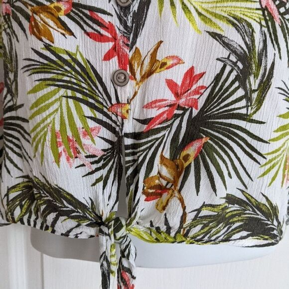 POTTERS POT Tropical floral crop top shirt size Large @i - Picture 10 of 10